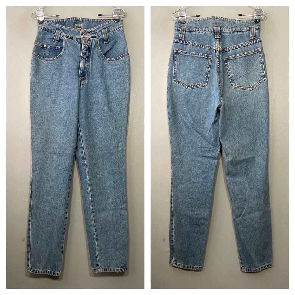 Vintage 80s Sostanza Blue Jeans Fits Small High Rise Tapered Basque Waist 27X30
